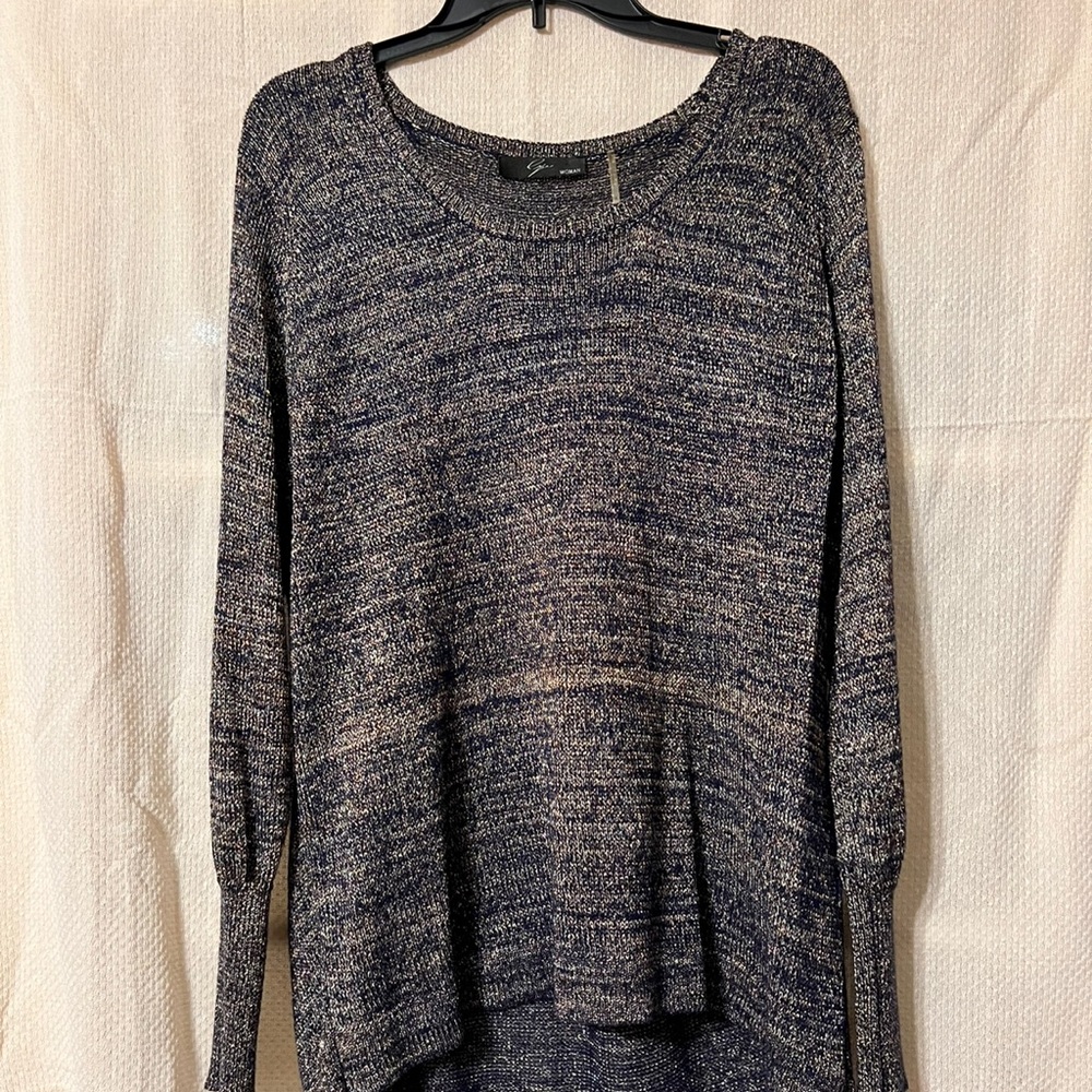 Oversized Grey Sweater with Metallic Gold Accents